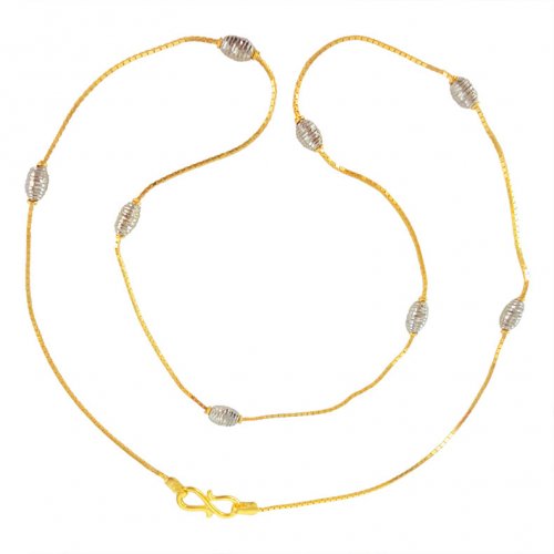 22Kt Gold Two Tone Fancy Chain for Ladies AjCh64382 22Kt Gold Two