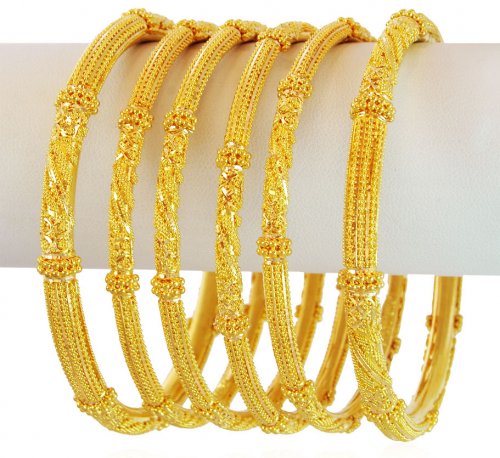 22K Yellow Gold Bangles Set - AjBa60085 - 22K Yellow Gold Bangles Set ...