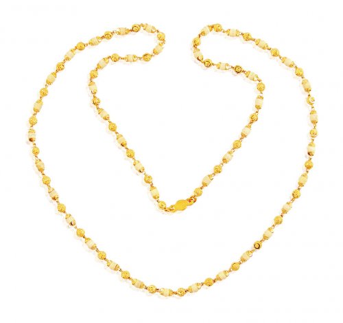 22K Gold Tulsi Beads Chain - AjCh60939 - Beautiful 22k Gold Gold Chain ...