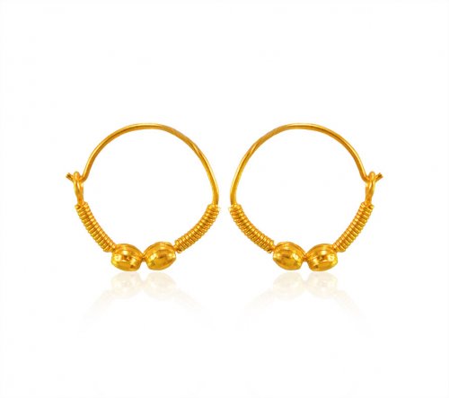 22 Karat Gold Kids Hoop Earrings - AjEr64825 - 22 Karat gold hoop ...