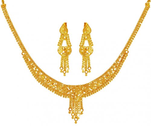 22Kt Gold Necklace Earring Set 