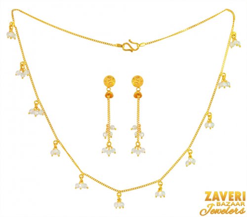 22kt Gold Simple Necklace Set 