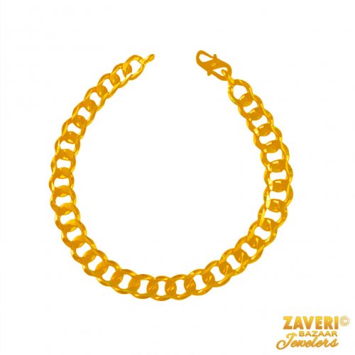 22 K Gold Mens Cubic Link Bracelet  