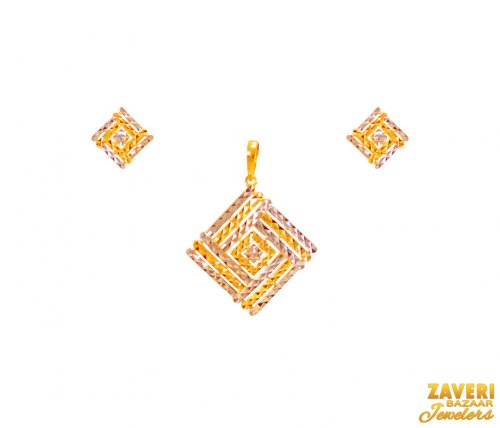 22Kt Gold Two Tone Pendant Set 