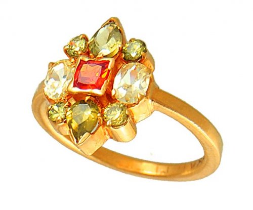 Gold Ring with Colored CZ 