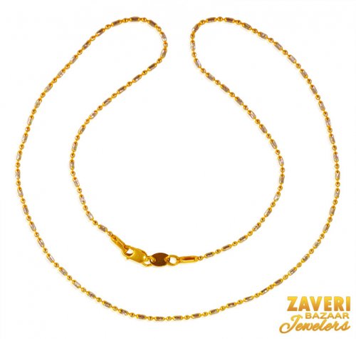22KT Gold Two Tone Chain (18inch) 