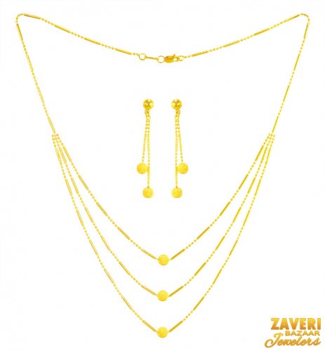 22k Gold Layered Necklace Set 