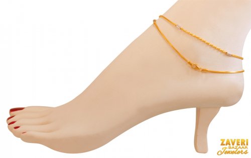 22Kt Gold Two Tone  Anklets (2 PC) 