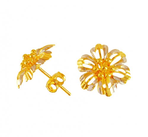 22 Karat Gold Two Tone Earrings 