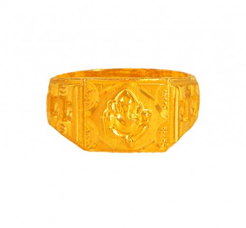 22 kt Gold Ganesha Mens Ring  