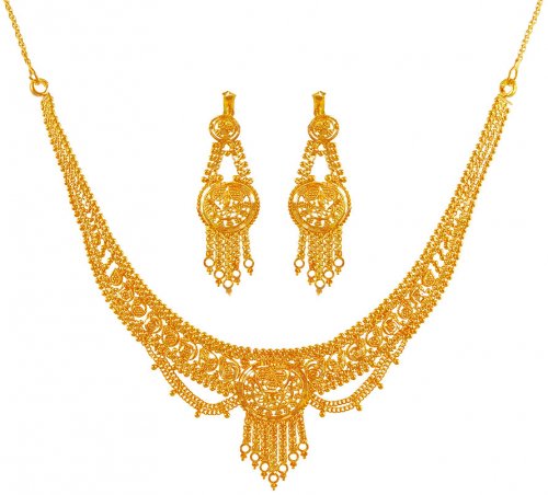 Gold Necklace Earring Set 