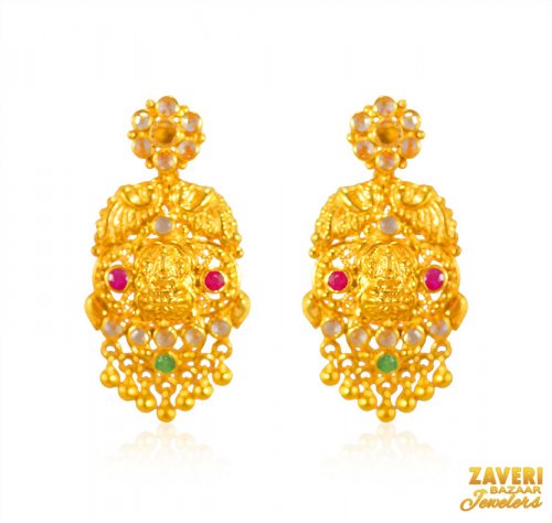 22Kt Gold Temple Jewelry Earring 