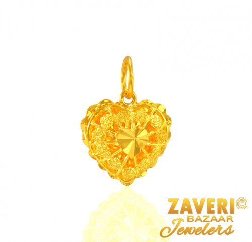 22 Karat Gold Fancy Heart Pendant 