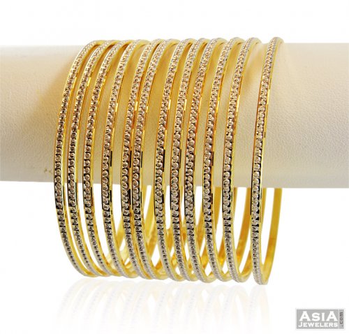 22K Gold Laser Rhodium Bangles (12) 