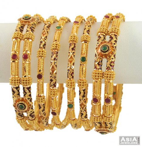 22kt Gold Bangles Set (Meenakari) 