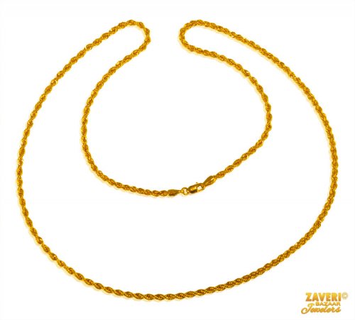 22 kt Gold Hollow Chain (20 In) 
