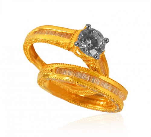 22K Gold Fancy  Solitaire Ring  