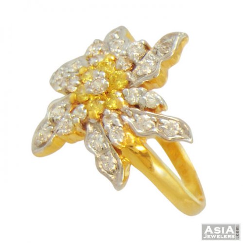 22K Colored Signity Flower Ring 