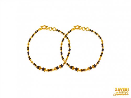 22K Gold Black Beads Baby Bracelet 