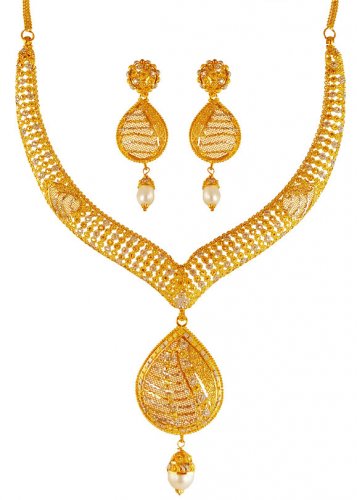 22k Gold Two Tone Necklace Set  