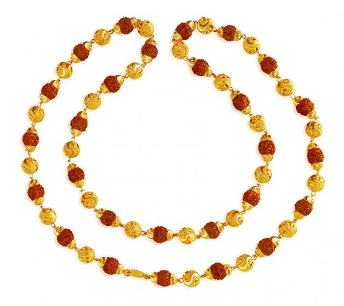 Rudraksh Mala 22 Karat Gold - AsCh62154 - 22K Gold 25 Inches long mala ...