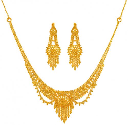 22k Necklace Earring Set - ajns60914 - 22k Gold Necklace and Earrings ...