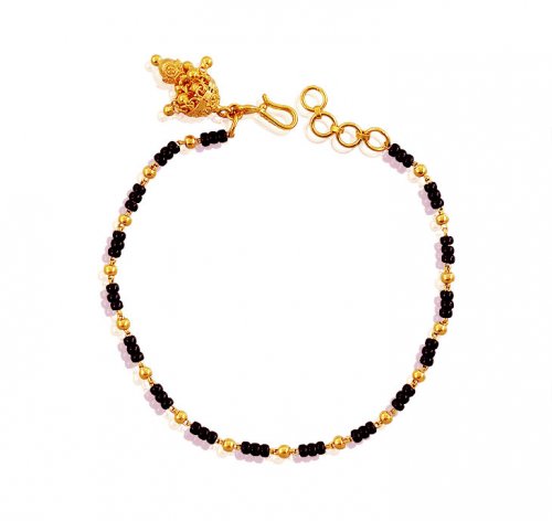 22K Gold Black Beads Bracelet  