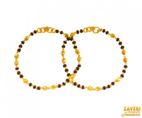 22Kt Gold Blk Beads Baby Bracelets 