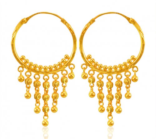 22 Karat Gold Bali Earrings Ajer64849 22 Karat Gold Traditionally Designed Hoopbali 3515