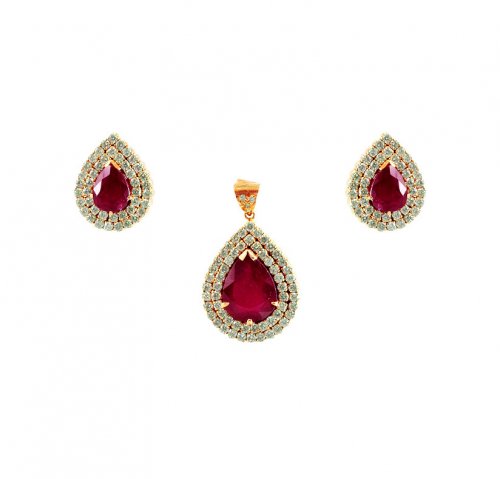 diamond and ruby pendant set