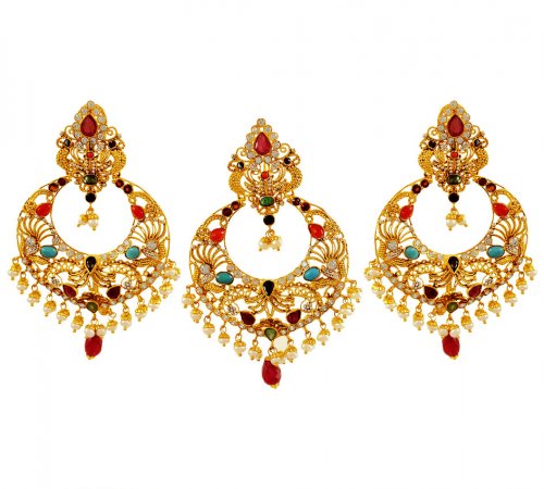 Chand Bali Gold Pendant Set 