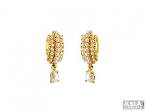 22K YELLOW AND WHITE GOLD PEARL EARRINGS – Omar Jewelers