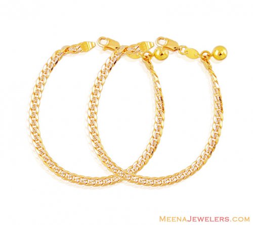 22K Two Tone Gold Baby Anklets 