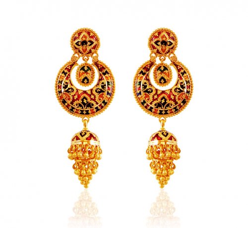 22k Chand bali Jhumka Earrings - AjEr60438 - 22k gold designer earrings ...