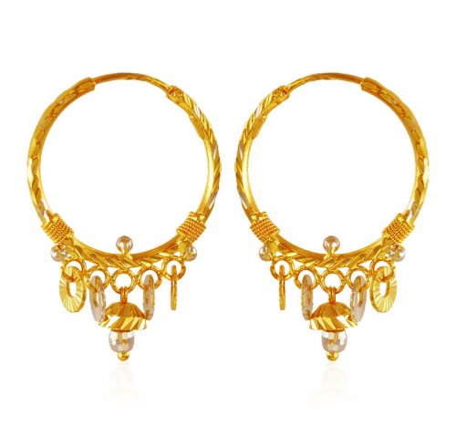 22 Karat Gold Bali(hoops) - AjEr63138 - 22K Gold hoop earrings in 2tone ...