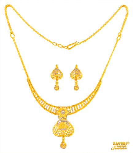 22Kt Gold Two tone Necklace Set 
