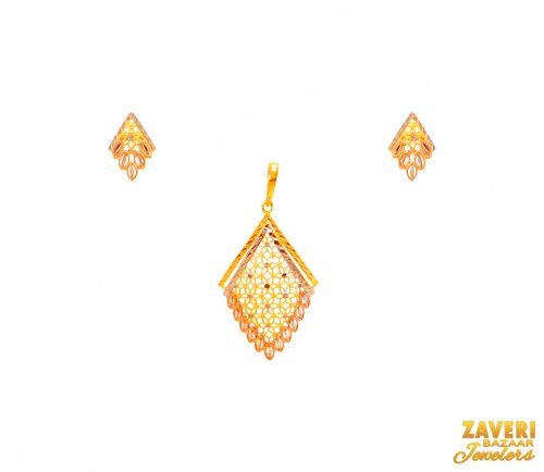 22Kt Gold Multi Tone Pendant Set 