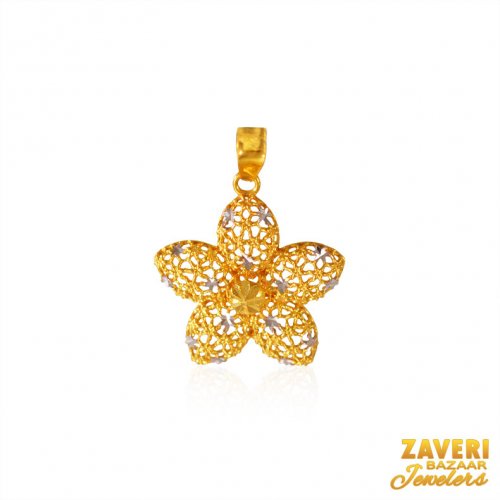 Gold Two Tone Floral Pendant 