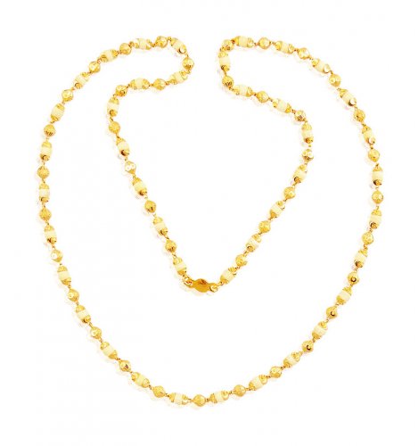 Fancy Tulsi Beaded Long Chain 22k - AjCh60940 - 22k Gold Ladies Long ...