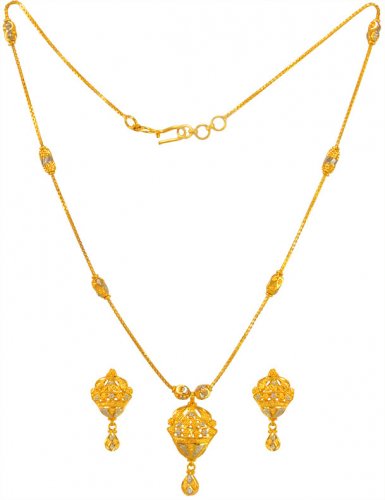 22 Kt Gold Two Tone Necklace Set 