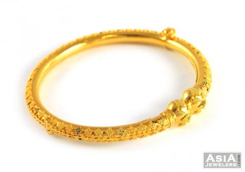 22k Gold Pipe Kada - AjBa52380 - 22K Gold bangle / kada with Filigree ...