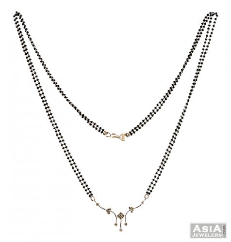 18K White Gold Mangalsutra Set - AjDi57481 - white gold 18K beautifully delicate diamond 
