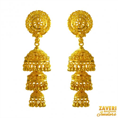 22K Gold Jhumki Earrings 