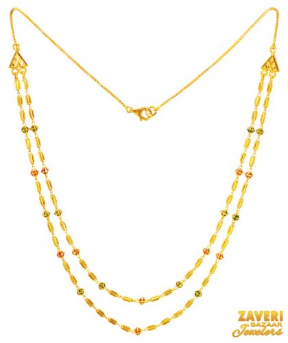 Contemporary Double Layered 22KT Gold Necklace