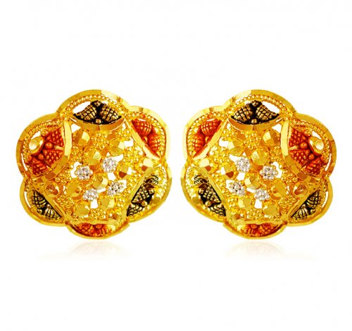 22K Gold Tri color Earring 