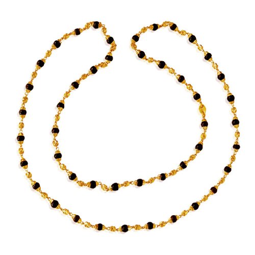 22 Karat Gold Tulsi Chain - AjCh62688 - 22k Gold Long Tulsi Mala or ...