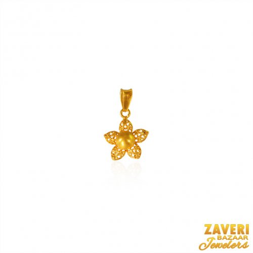 Gold Two Tone Floral Pendant 