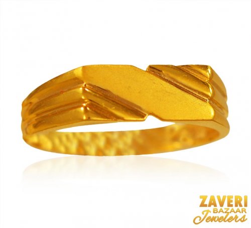 22K Gold Mens Simple Ring - AjRi67596 - 22K Gold Mens Simple Ring with ...