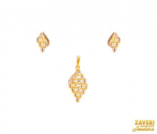 22Kt Gold Two Tone Pendant Set 