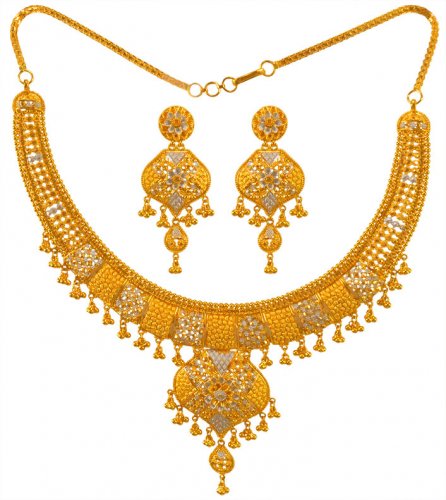 22K Gold Two Tone Necklace Set 